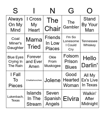 SINGO Bingo Card