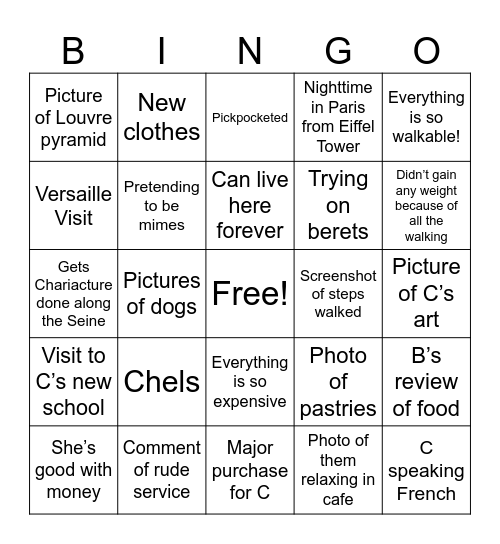 Travel Bingo Card