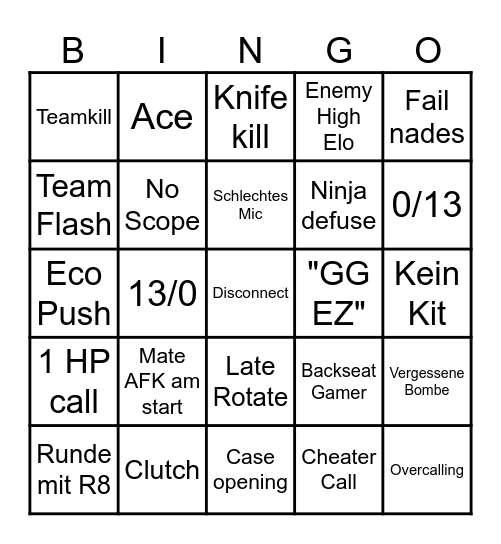 CS2 Survivalkit Bingo Card