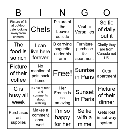 TRAVEL BINGO Card
