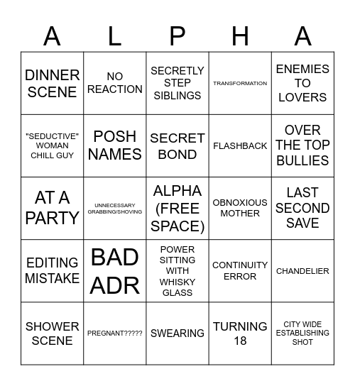 Alpha Bingo Card