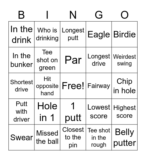 Fort la reine Golf Bingo Card
