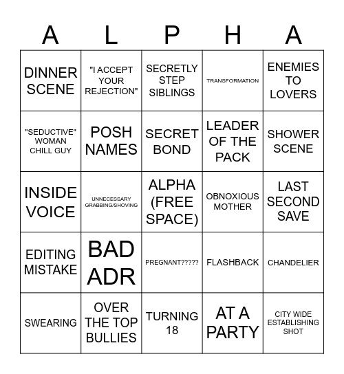 Alpha Bingo Card