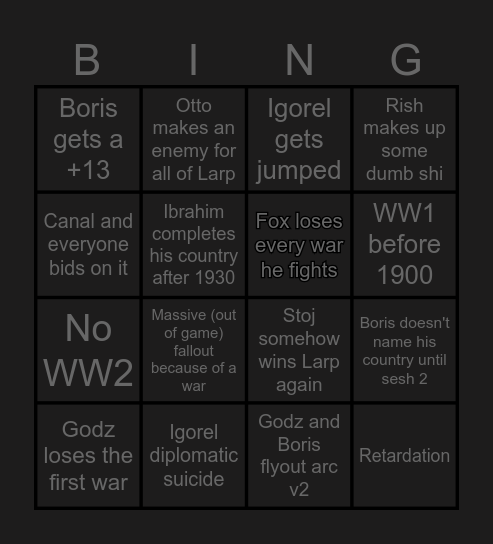 Godz' Larp 8 Bingo Card
