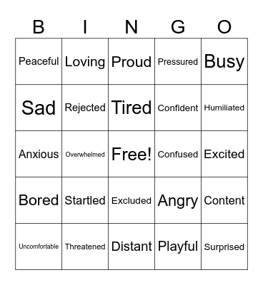 Emotions BINGO Card