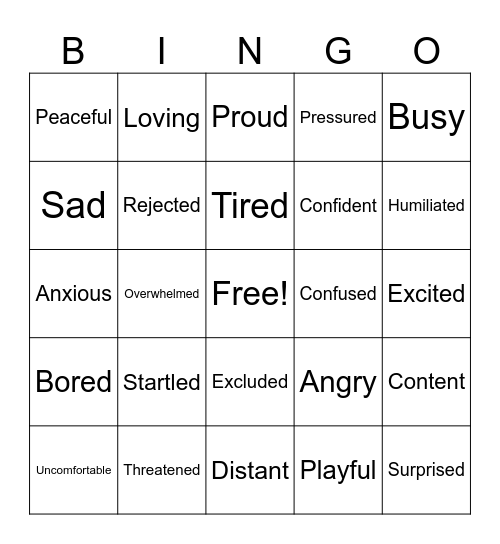 Emotions BINGO Card