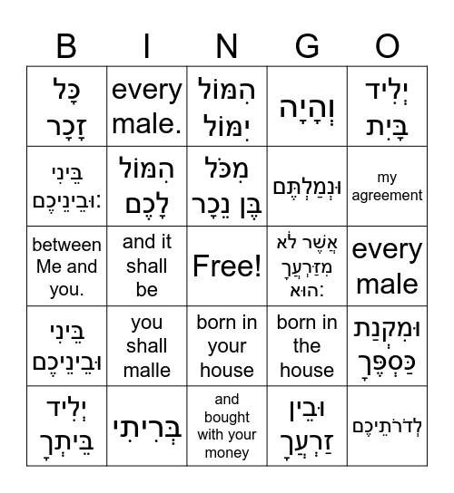 Lech Lecho perek 17 #2 Bingo Card