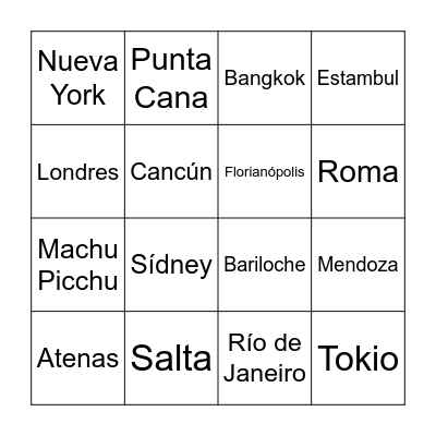 destinos Bingo Card