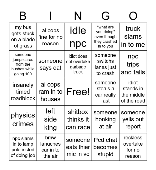polish car driving bingo card Bingo Card