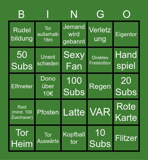 WM-Bingo ab Anpfiff Bingo Card