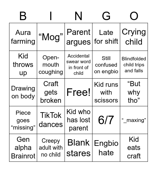 Nature Festival Bingo Card