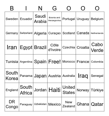 2026 TQL World Cup Bingo Card