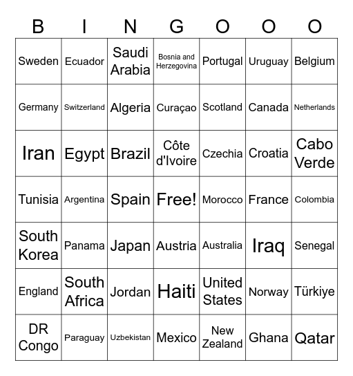 2026 TQL World Cup Bingo Card