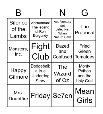 movie quote bingo Card
