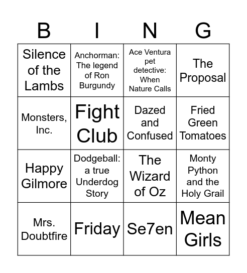 movie quote bingo Card