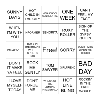 OH CANADA Bingo Card