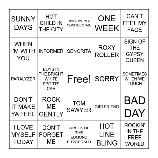 OH CANADA Bingo Card