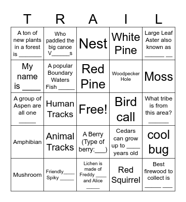 Naturalist BINGOOOOOO! Bingo Card