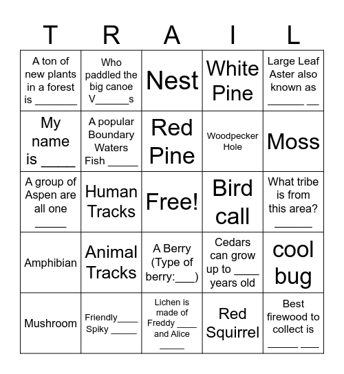 Naturalist BINGOOOOOO! Bingo Card