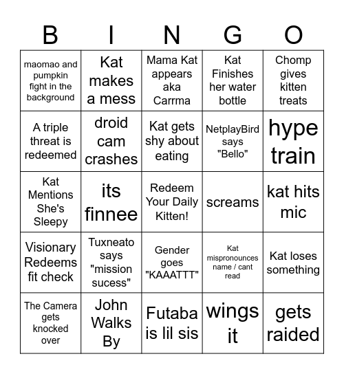 Kat Bday Bingo 2026 Bingo Card