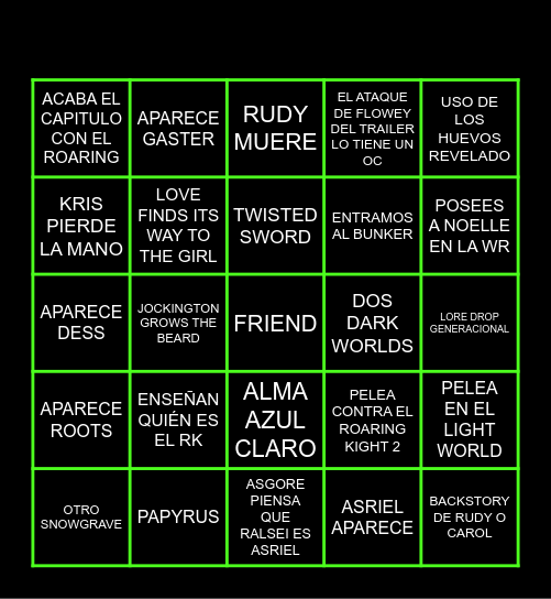 DELTARUNE CHAPTER 5 BINGO Card