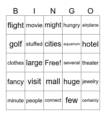 The Mall Bingo Card