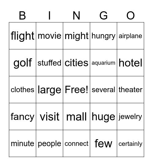 The Mall Bingo Card