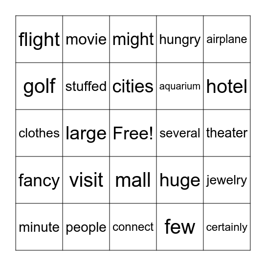 The Mall Bingo Card