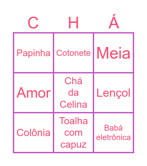 Chá da Celina Bingo Card