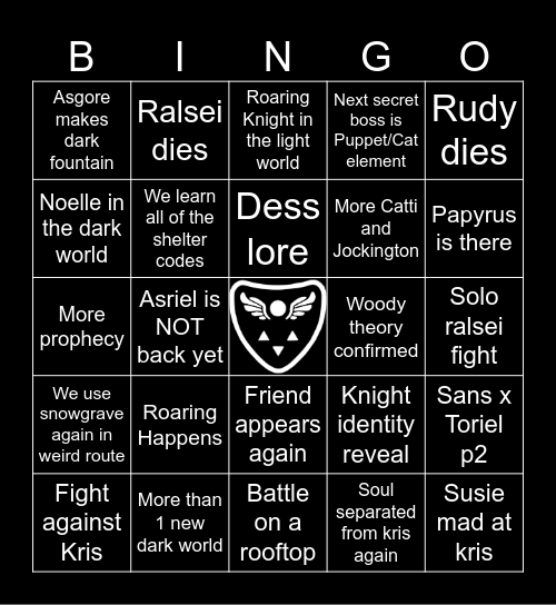Deltarune Chapter 5 Bingo Card