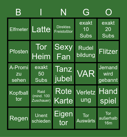 WM-Bingo ab Anpfiff Bingo Card