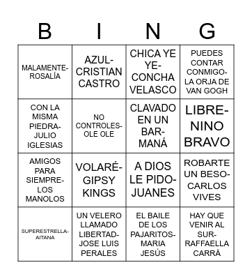 BINGO MUSICAL JOVENTUT ANTONIANA Bingo Card