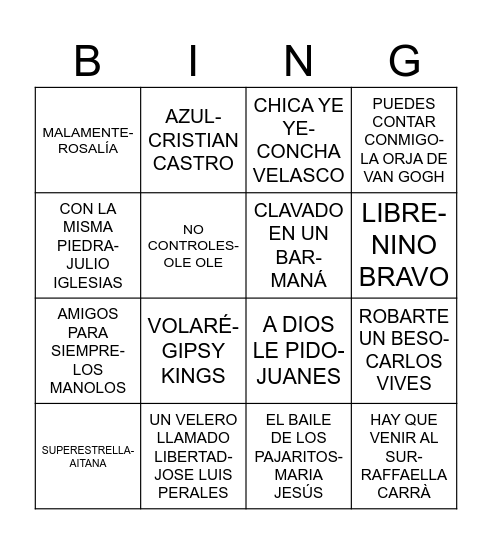 BINGO MUSICAL JOVENTUT ANTONIANA Bingo Card