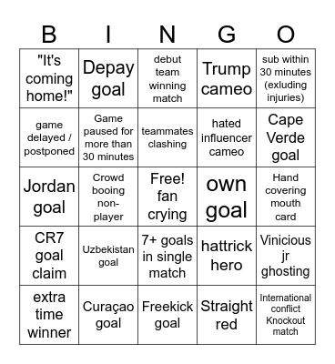World cup USA Bingo Card