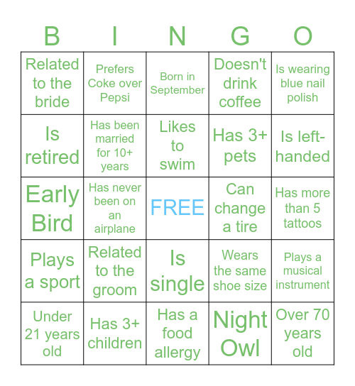 Find the Guest Bingo Card