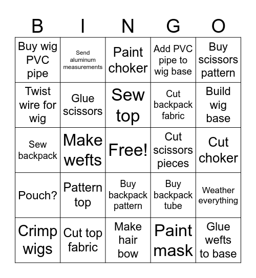 RIYO Bingo Card