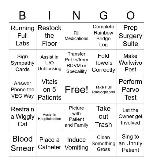 VA Week Activities Bingo Card