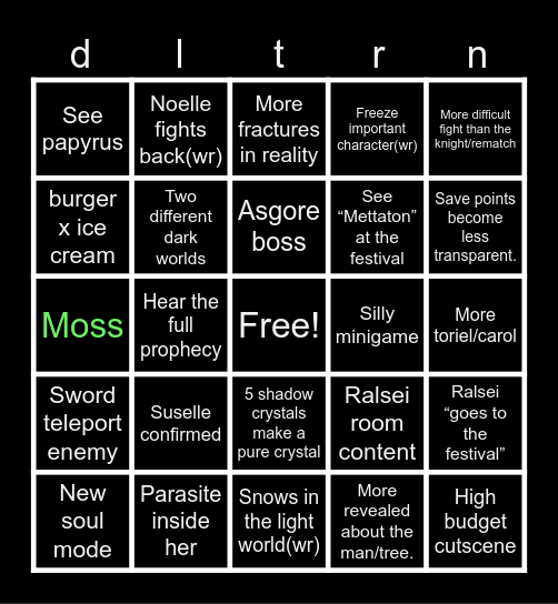 deltarune tomorrow (chapter 5) Bingo Card