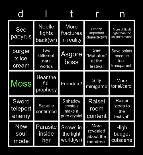 deltarune tomorrow (chapter 5) Bingo Card