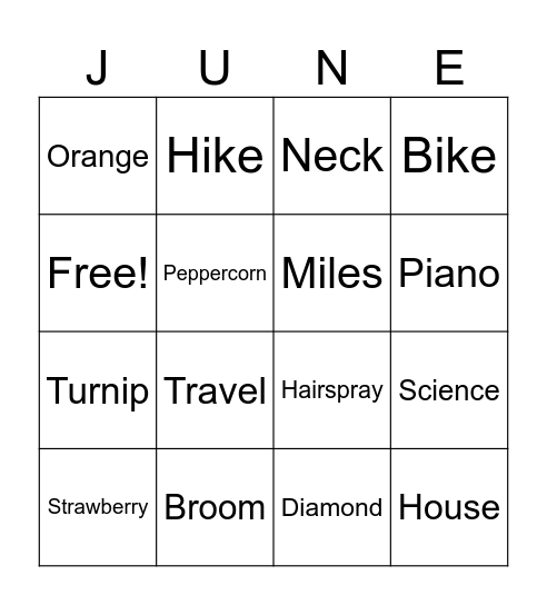 June Bingo Card