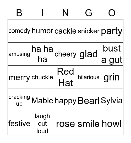 Red Hat Society Bingo Card