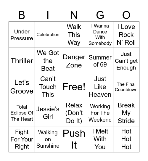 80's BINGO Card