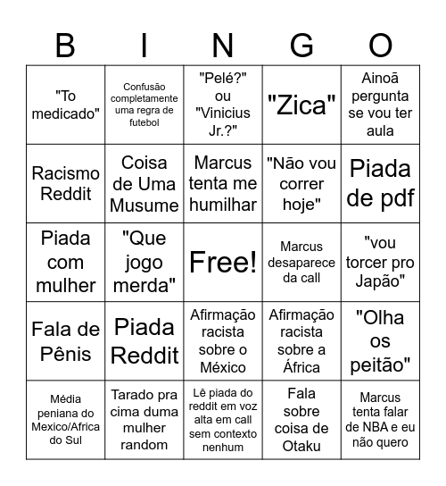 Abertura Copa 11/06/26 Mexico vs Afrida do Sul Bingo Card