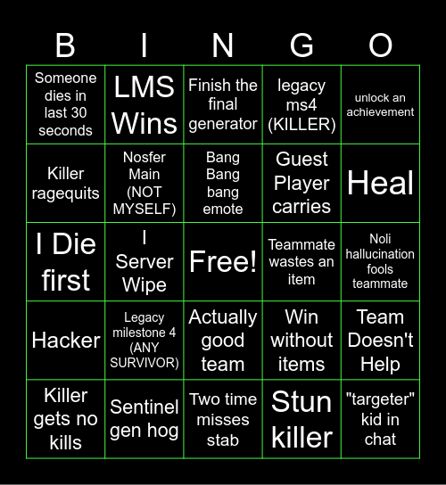 Hit asym game Bingo Card