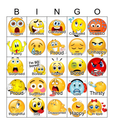 Feelings Bingo Card