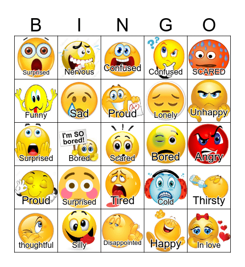 Feelings Bingo Card