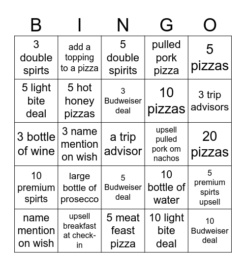 nights Bingo Card