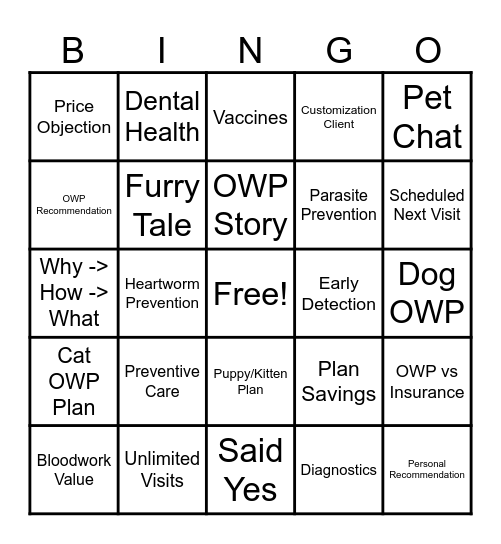 OWP BINGO - Lead With The WHY Bingo Card