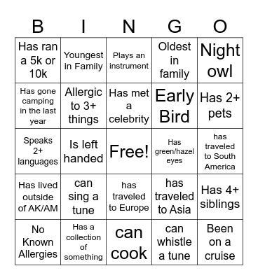 Underclass Human Bingo Card