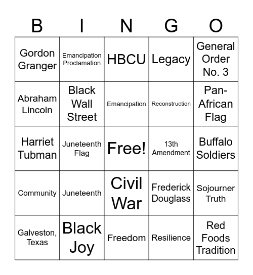 Juneteenth Bingo Card